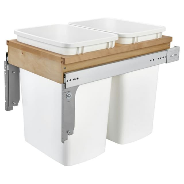 Double 35 QT Top-Mount Waste Container Pullout for 1-3/4" Face Frame, White