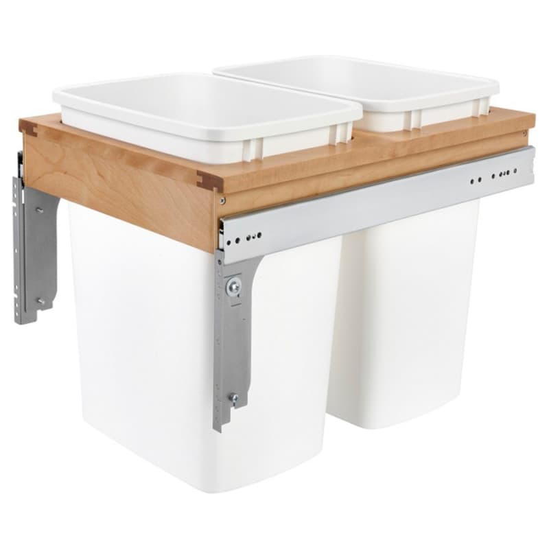 Double 35 QT Top-Mount Waste Container Pullout with Frameless, White