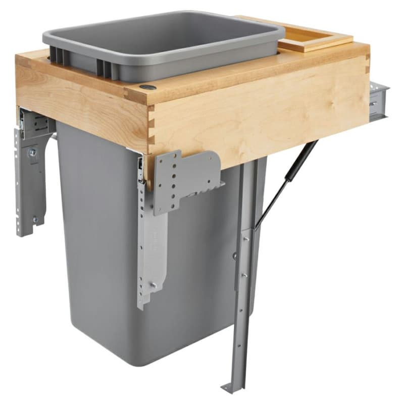 Single 50 QT Top-Mount Waste Container Pullout, Rev-A-Motion Soft-Closing, Silver