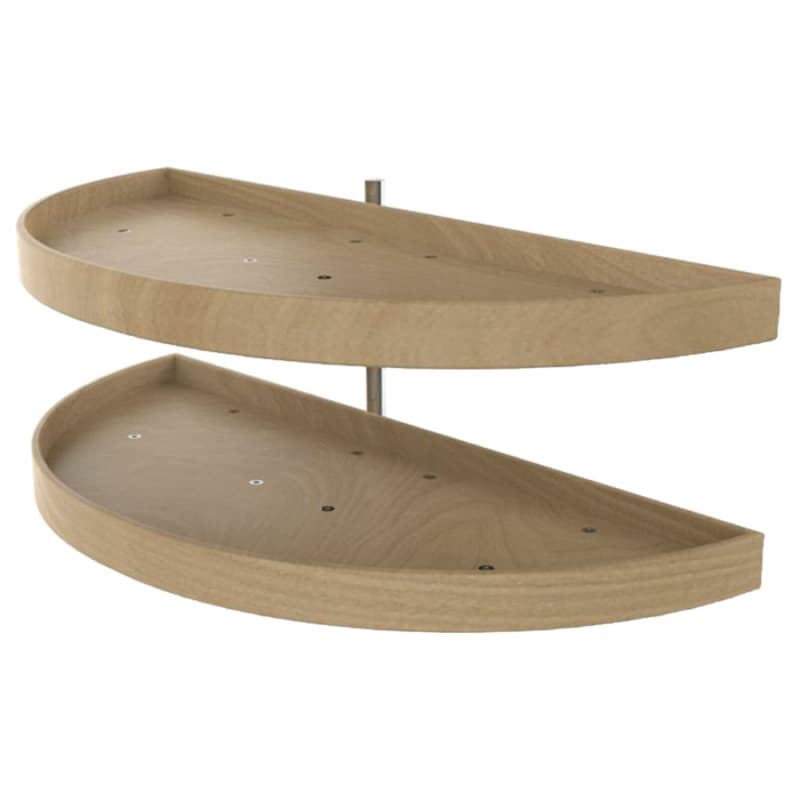 4WLS 38" Half-Moon 2 Tray Wood Lazy Susan
