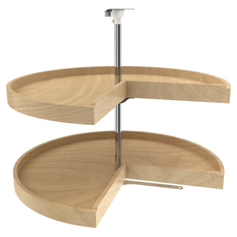 31" Pie-Cut 2 Tray Wood Lazy Susan, 26" - 32" Height