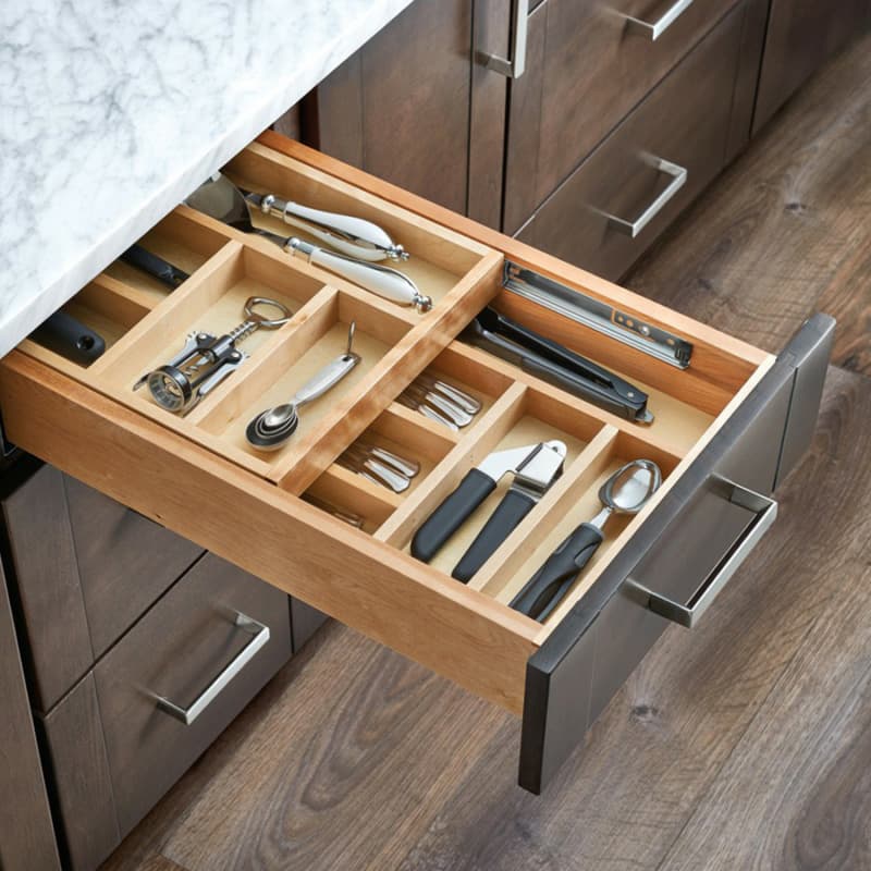 4WTCD 14-1/2" Two Tiered Cutlery Drawer with 5 Compartment, Semi-Gloss