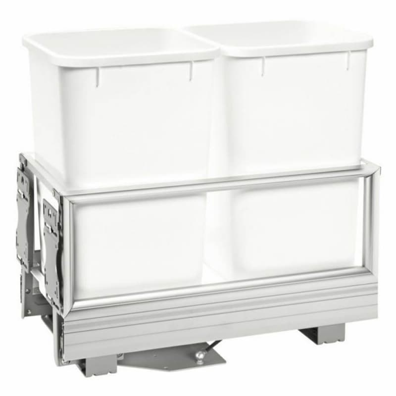 Double 27 QT Bottom-Mount Waste Container Pullout with Rev-A-Motion, White