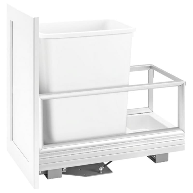 Single 35 QT Bottom-Mount Waste Container Pullout, Rev-A-Motion Soft-Closing, White