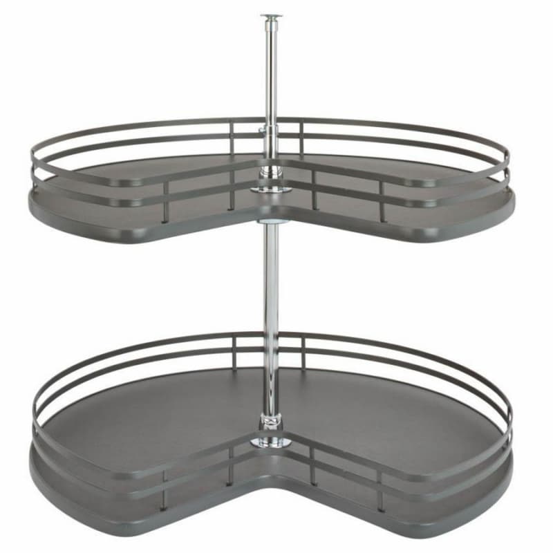 32" Kidney 2 Tray Lazy Susan for Corner Base Cabinets, Orion Gray