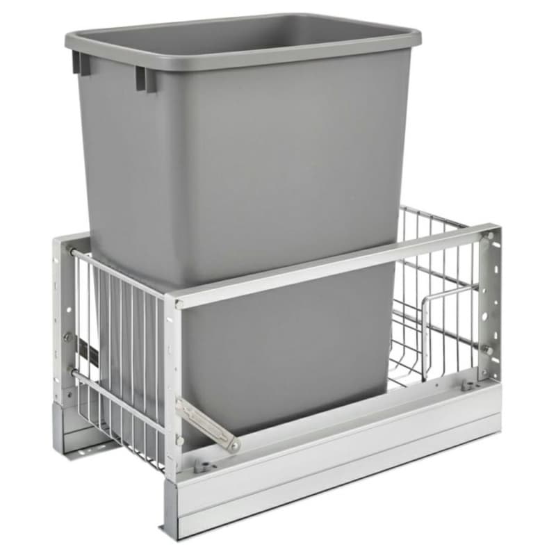 5349 Single 35 QT Aluminum Pullout Waste Container, Soft-Closing for 11" Cabinet Opening, Silver