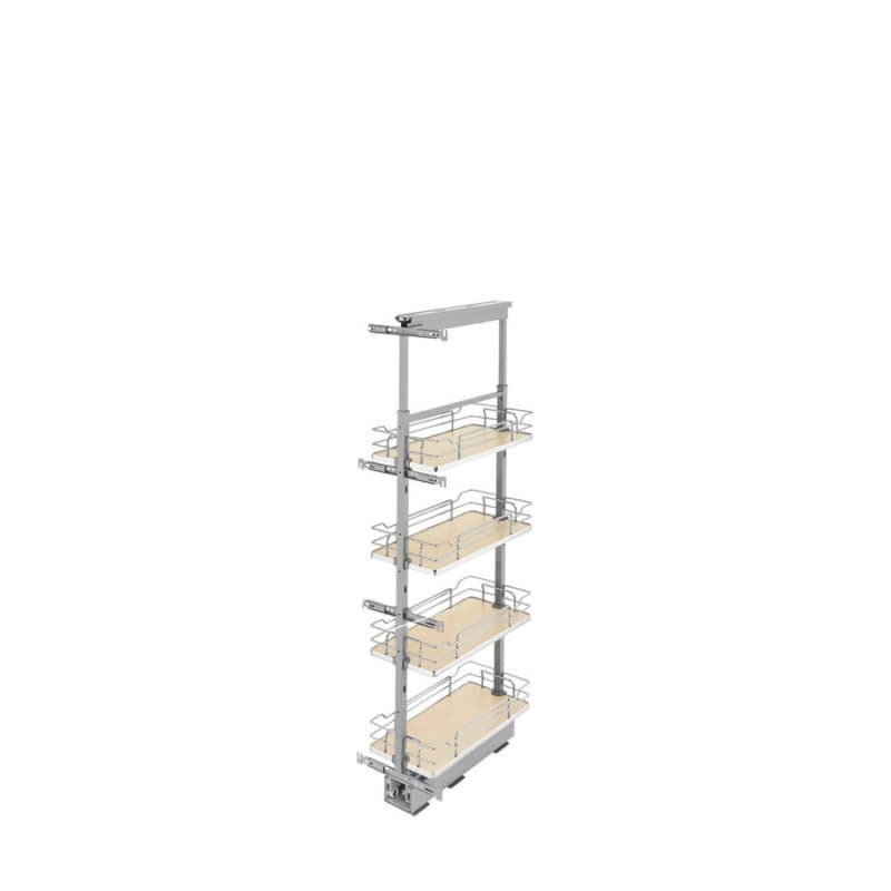 21-23/32" 4-Shelf Solid Bottom Pull-Out Pantry with Soft-Closing, Light Brown