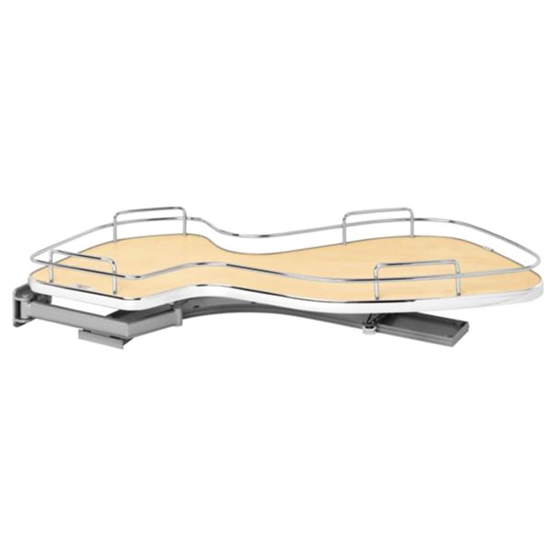 1-Tier Left-Hand The Cloud Blind Corner Cabinet Organizer for 15" Cabinet Opening, Chrome/Maple