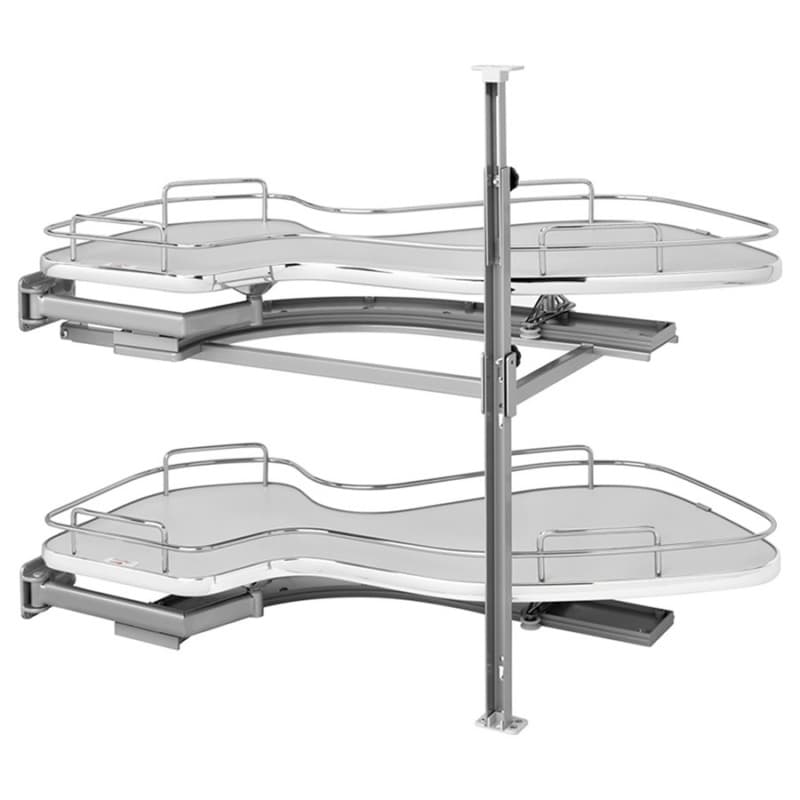 2-Tier Left-Hand The Cloud Blind Corner Cabinet Organizer for 15" Cabinet Opening, Chrome/Gray