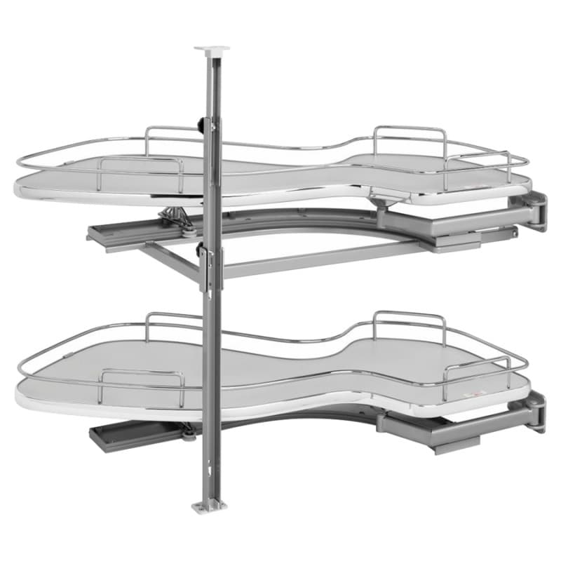 2-Tier Right-Hand The Cloud Blind Corner Cabinet Organizer for 15" Cabinet Opening, Chrome/Gray