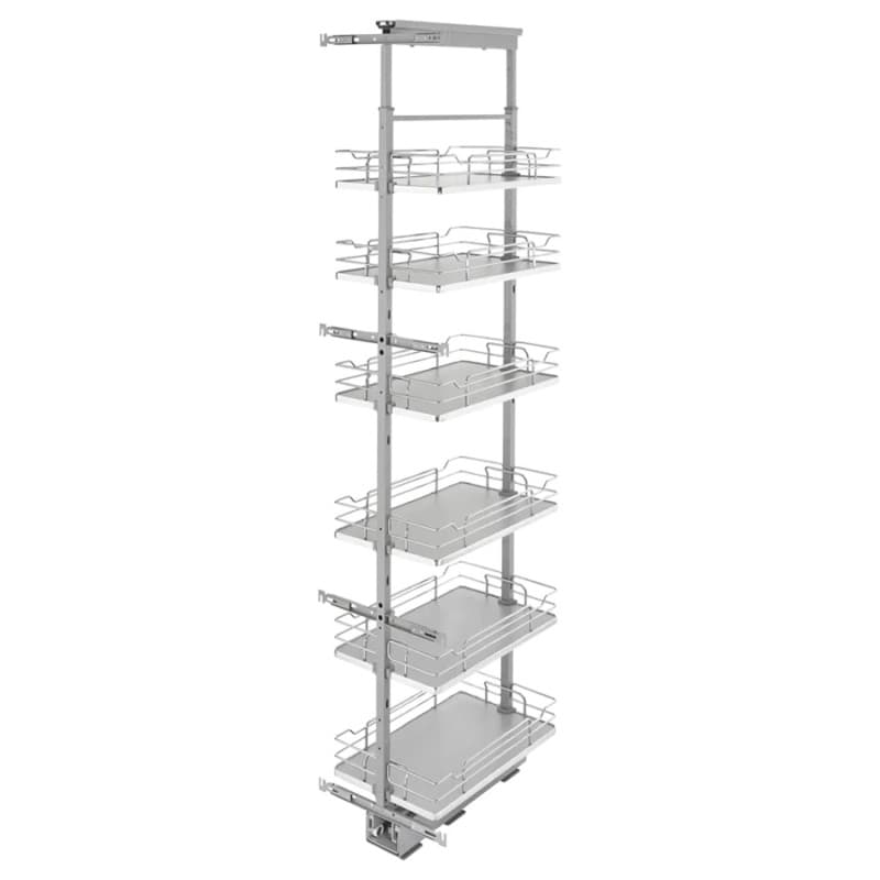 13-1/4" x 73-5/8" 6-Shelf Pullout Pantry with Soft-Closing, Gray