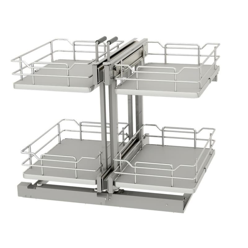 2-Tier Universal Blind Corner Optimizer with Soft-Closing for 15" Cabinet Opening, Gray