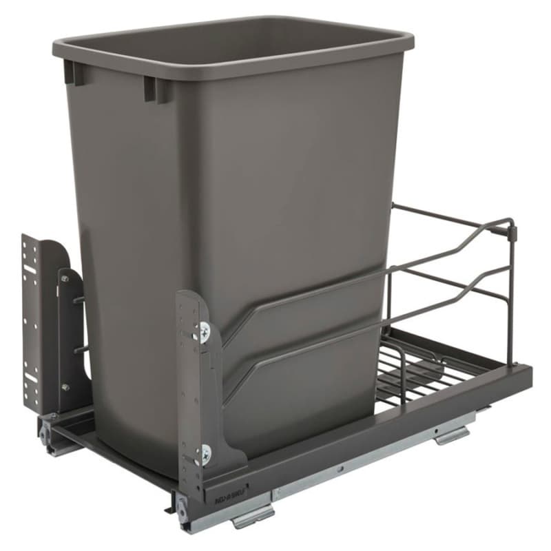 53WC Single 35 QT Steel Bottom Mount Pullout Waste Container, Soft-Close for 11-1/4" Cabinet Opening, Orion Gray