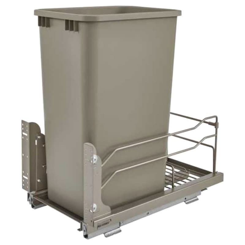 Single 50 QT Under-Mount Waste Container Pullout, Soft-Closing, Champagne