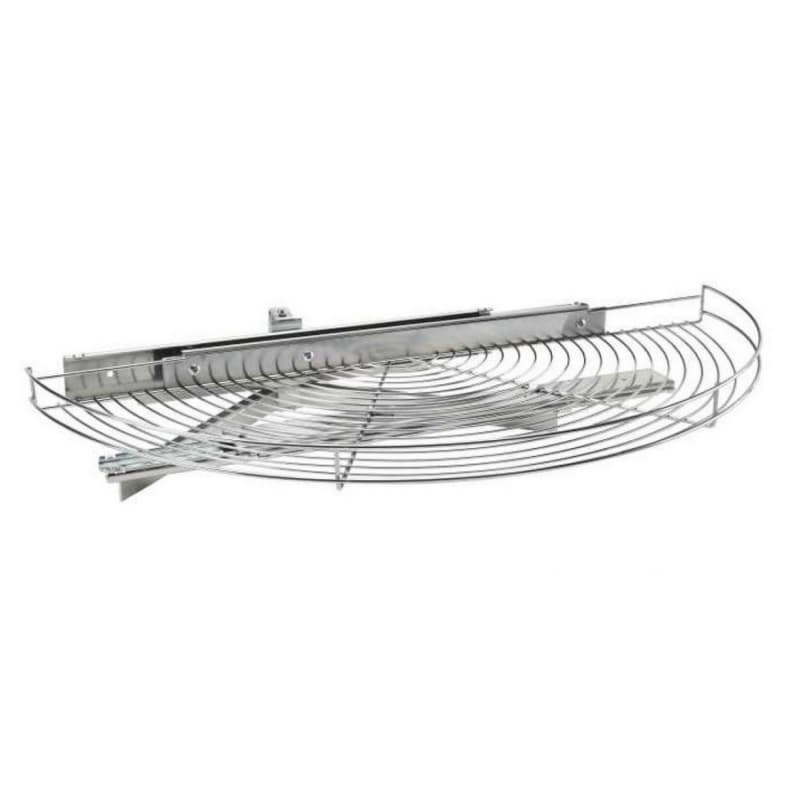 5-1/8" Chrome Wire Half Moon Organizer Blind Corner Cabinets, Silver