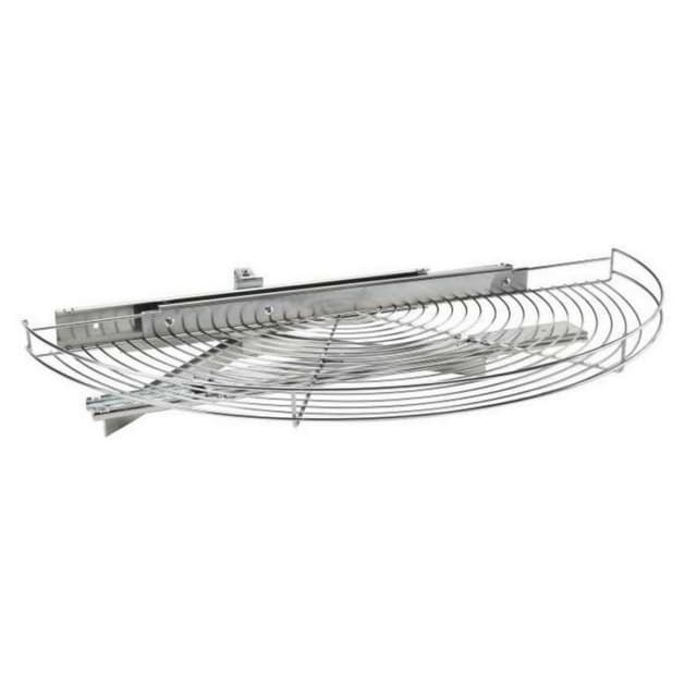 5-1/8" Chrome Wire Half Moon Organizer Blind Corner Cabinets, Silver