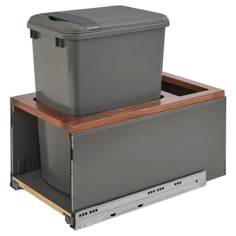 Single 35 QT Bottom-Mount LEGRABOX Waste Container Pullout, BLUMOTION Soft-Closing, Orion Gray