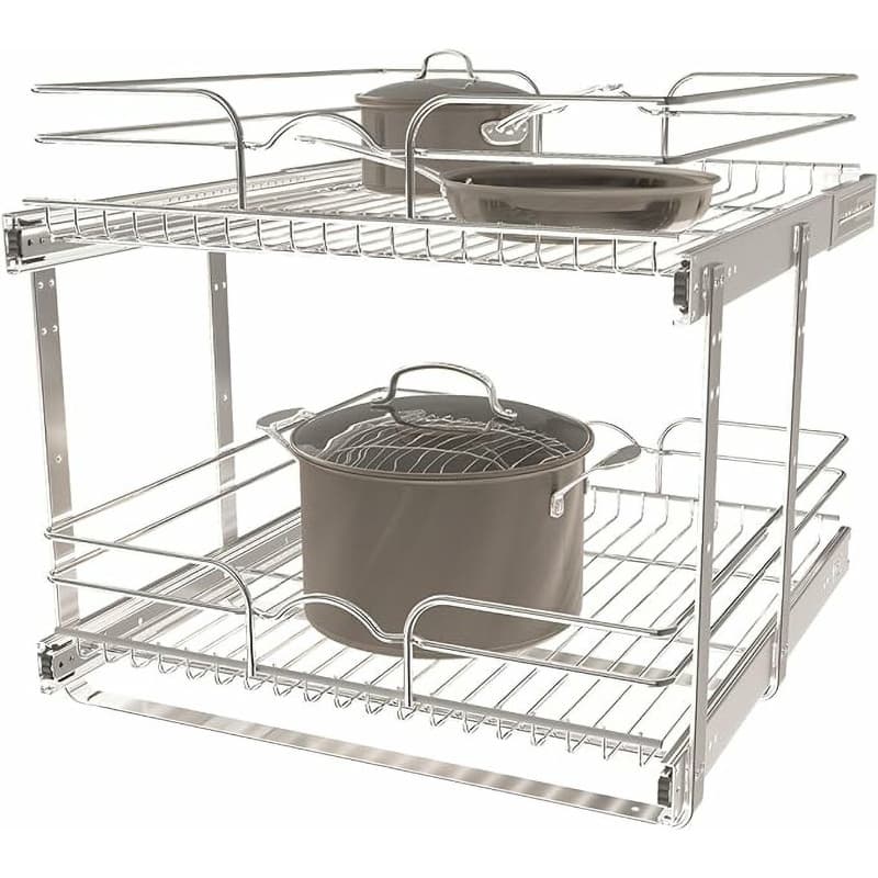 20-3/4" 2-Tier Double Pullout Wire Basket with 22" Slides, Chrome