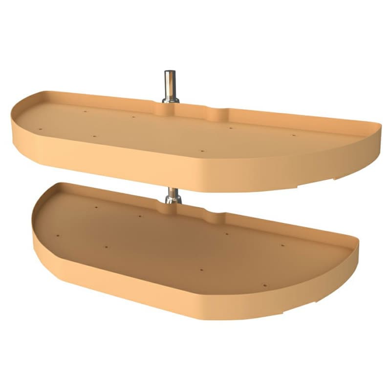 6842 31-7/16" Half-Moon 2 Tray Lazy Susan, Almond