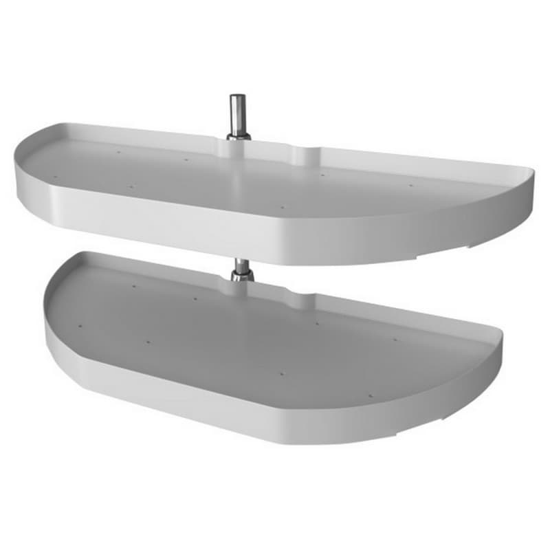 6882 31" Half-Moon 2 Tray Lazy Susan, White
