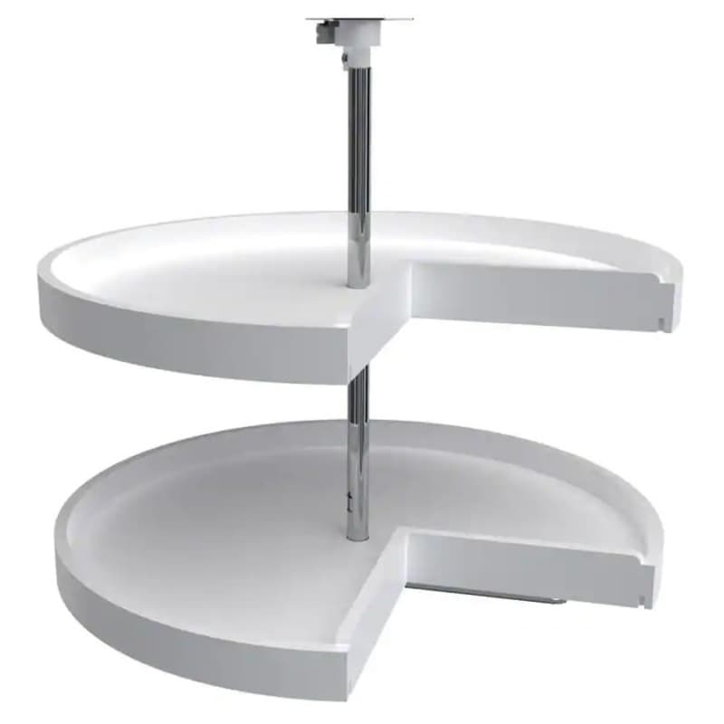 28" Pie Cut 2 Tray Lazy Susan, White