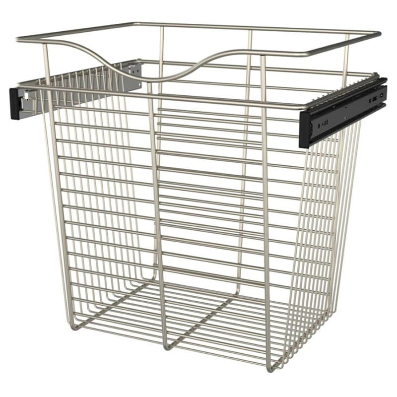 18" x 14" x 18" Wide Heavy-Gauge Pull-Out Wire Basket, Satin Nickel Finish