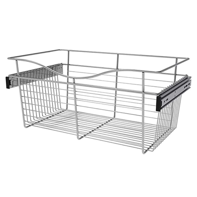 11" x 14" x 24" Wide Heavy-Gauge Pull-Out Wire Basket, Chrome Finish