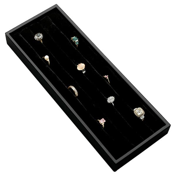 11-5/8" x 4-1/4" Velvet Ring Holder Insert, Black Finish