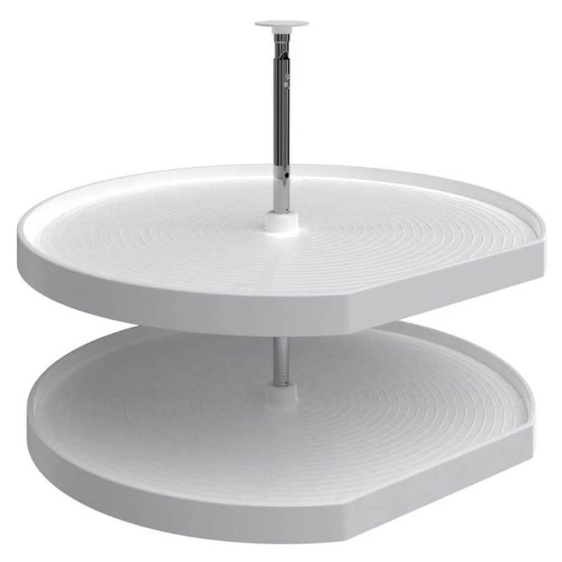 32" D-Shape 2 Tray Lazy Susan, White
