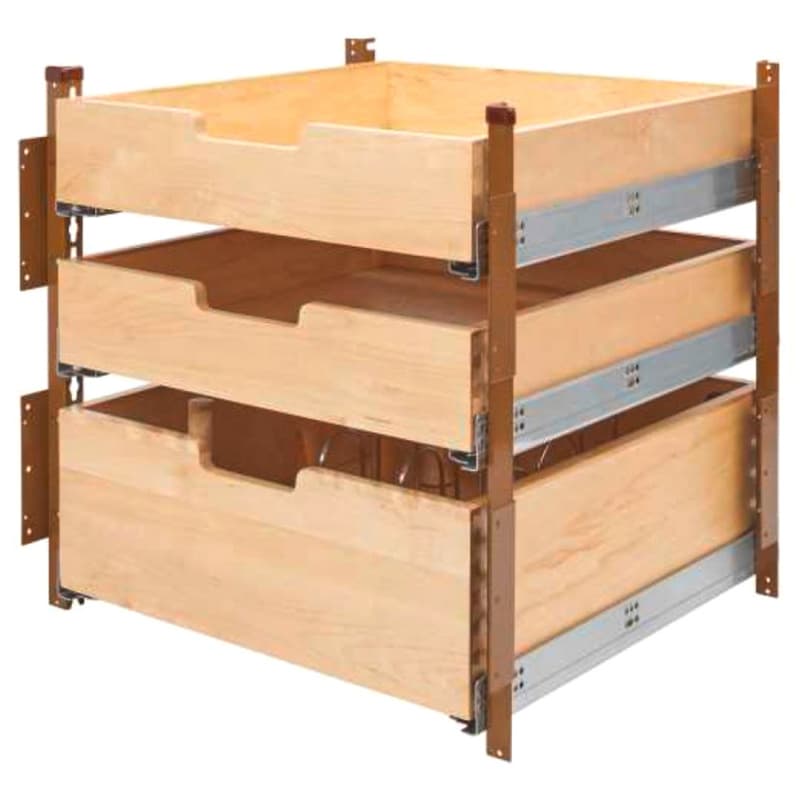 19-3/4" 3-Tier Pilaster Drawer System Set with BLUMOTION Soft-Closing for 24" Cabinet Opening, Wood