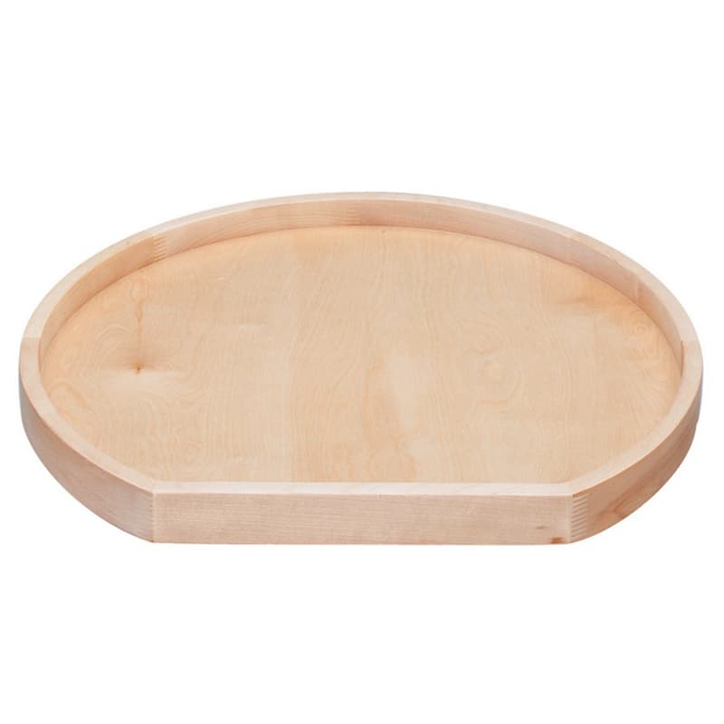 28" D-Shape 1 Tray Wood Lazy Susan with Swivel Bearing