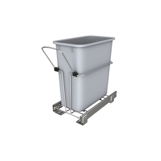 Single 20 QT Bottom-Mount Waste Container Pullout, for 12" Base Cabinets, Gray