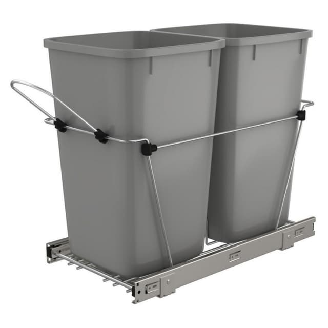 Rev-A-Shelf Corporation Bottom Mount Trash Pullout, RV Series, 27 Quart Double Bins, for 11-1/2" Openings