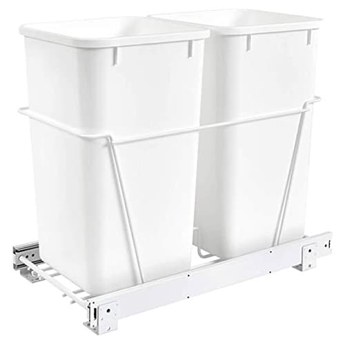 Double 27 QT Door-Mount Waste Container Pullout, White