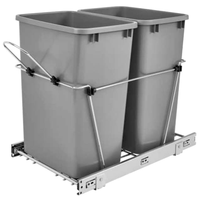 Rev-A-Shelf Corporation Bottom Mount Trash Pullout, RV Series, 35 Quart Double Bins, for 14-1/2" Openings