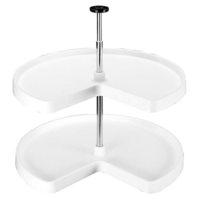 28" Kidney 2 Tray Value Line Lazy Susan, White