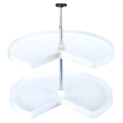 3472 32" Kidney 2 Tray Lazy Susan, White, Bulk (6 Sets)