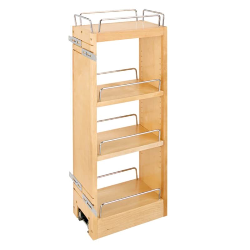 6-1/2" 4-Shelf Wall Cabinet Pullout Organizer with Soft-Closing, Semi-gloss