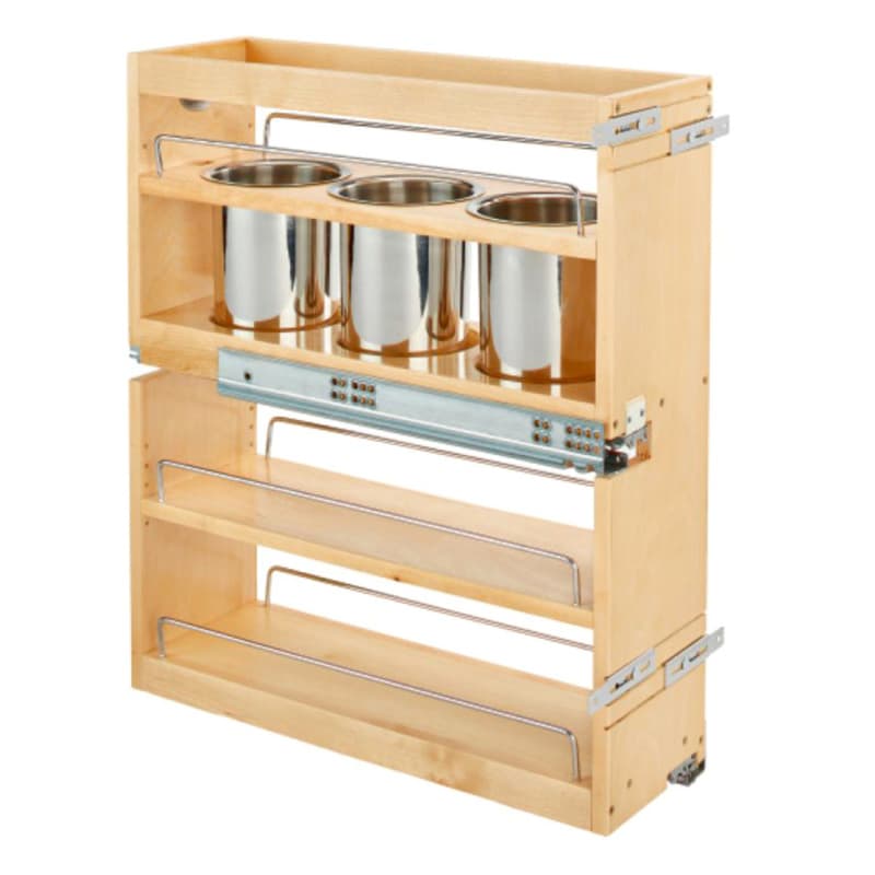 7-1/2" 2-Shelf Side/Bottom Mount Utensil Organizer with BLUMOTION Soft-Closing, Semi-gloss