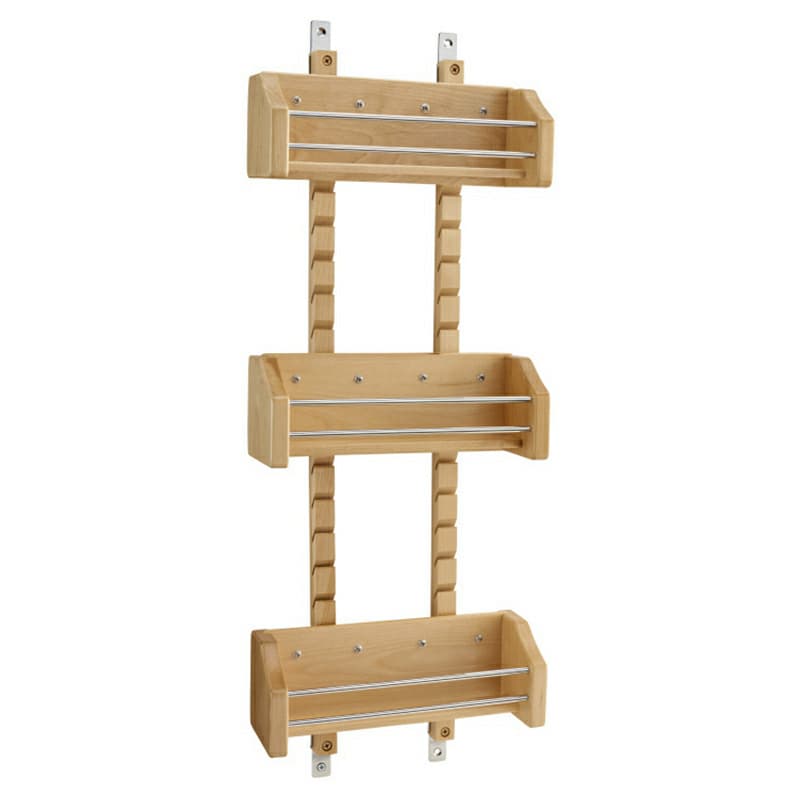 10-1/8" 3-Tier Wood Door-Mount Adjustable Spice Rack, Chrome