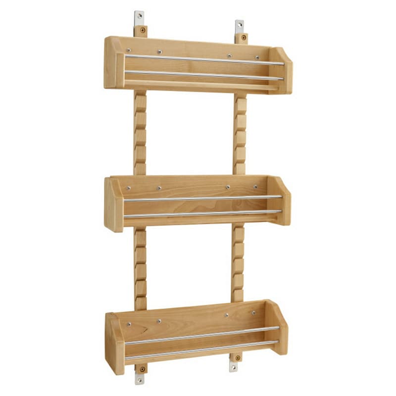 13-1/8" 3-Tier Wood Door-Mount Adjustable Spice Rack, Chrome