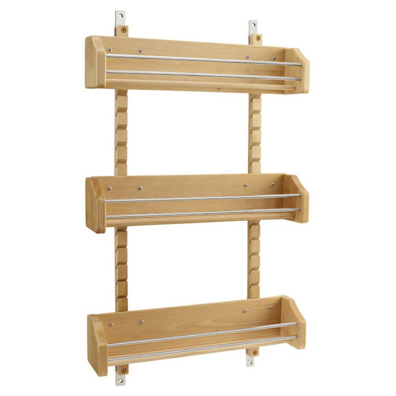16-1/8" 3-Tier Wood Door-Mount Adjustable Spice Rack, Chrome