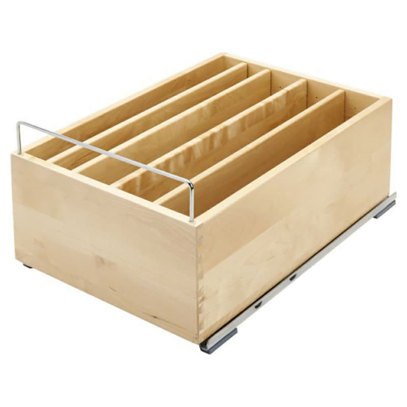 14-1/2" Wood Casserole Dish Storage Organizer with Blumotion Soft-Close, Semi-Gloss