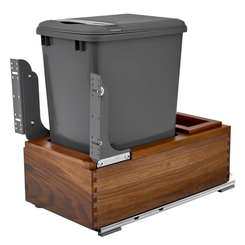 Single 35 QT Bottom-Mount Waste Container Pullout, Soft-Closing, Natural
