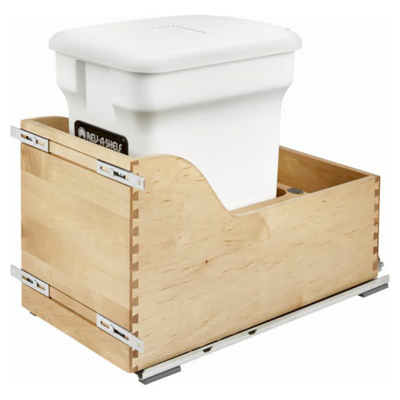 Single 24 QT Bottom-Mount Waste Container Pullout with BLUMOTION Soft-Closing, White