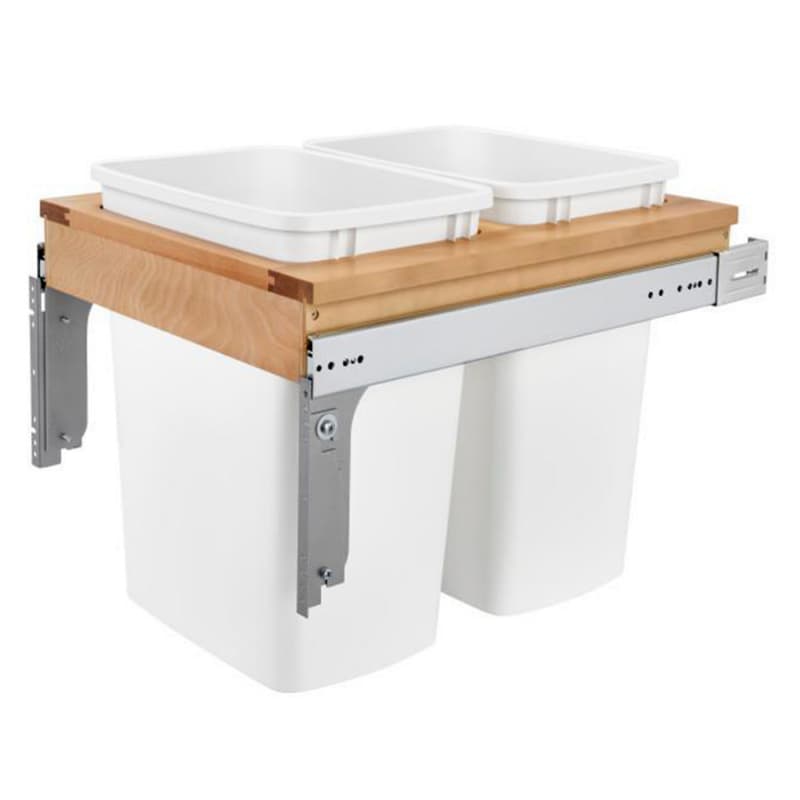 Double 35 QT Top-Mount Waste Container Pullout with 1-1/2" Face Frame for 18" Cabinet Opening, White