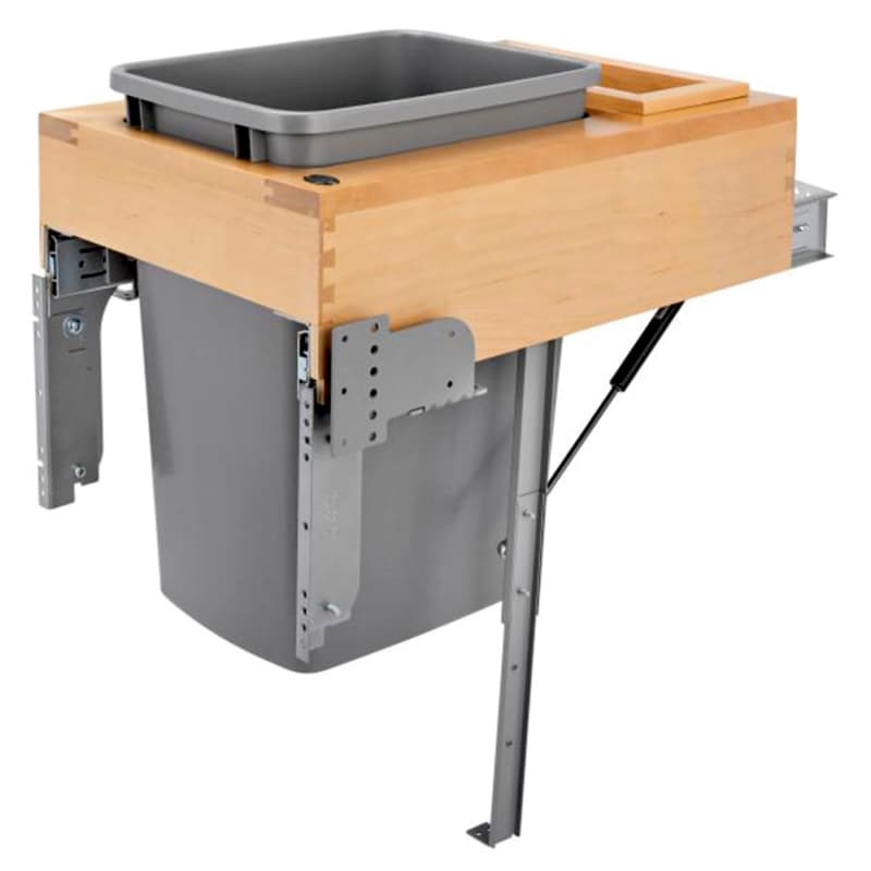 Single 35 QT Top-Mount Waste Container Pullout, Rev-A-Motion Soft-Closing, Silver