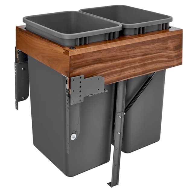 Rev-A-Shelf Corporation 4WCTM-RM Series Top Mount Walnut Waste Container, 50 quart, for Face-Frames