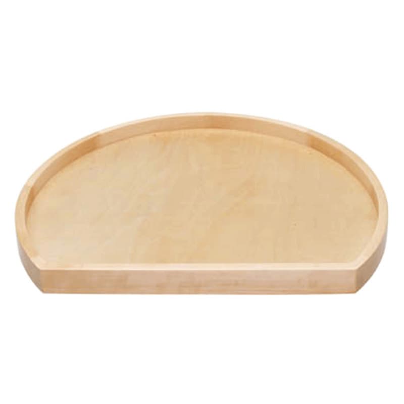 20" D-Shape 1 Tray Wood Lazy Susan with Bearing and Stop