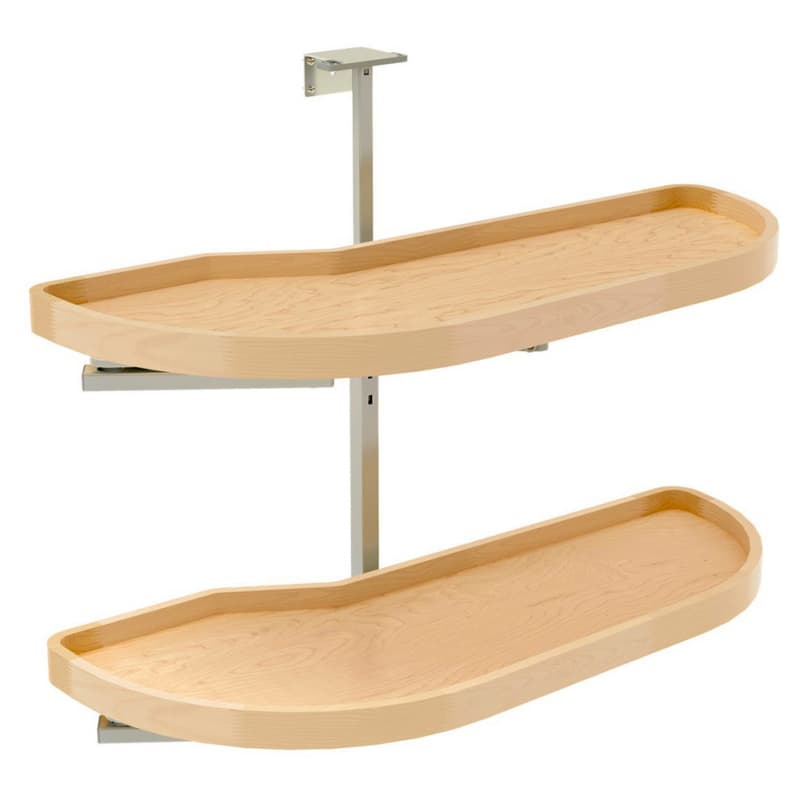 4WLS87 2-Tier Girasolo Right-Hand Wood Classic Shelves Blind Corner Optimizer with Soft-Close for 12" Cabinet Opening, Light Brown